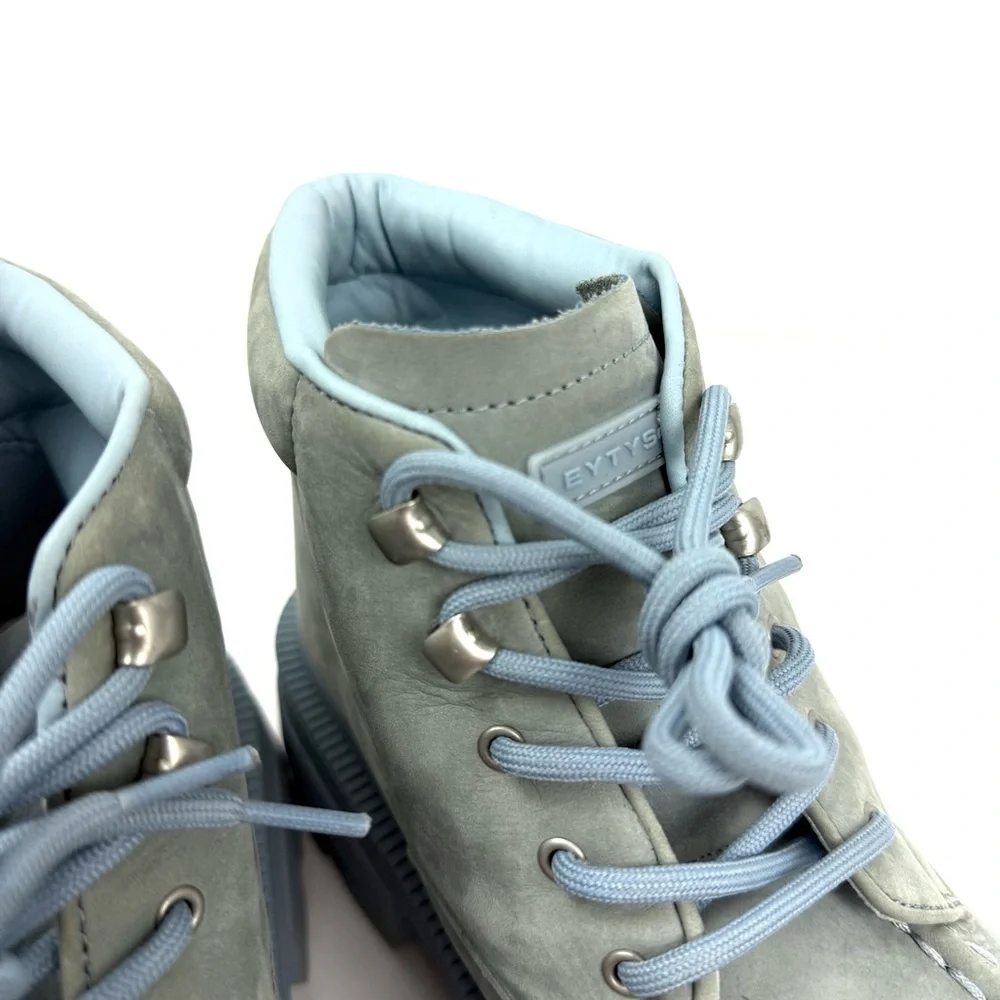 EYTYS Mens Boots Nubuck Light Blue Tribeca Lace Up Square Toe